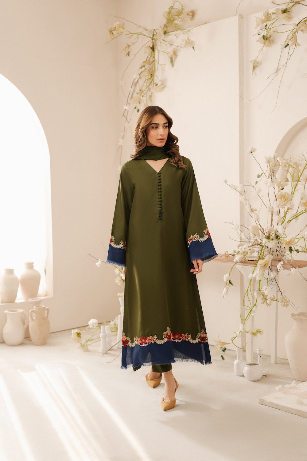 Dhanak Unstitched 3pc Embroidery