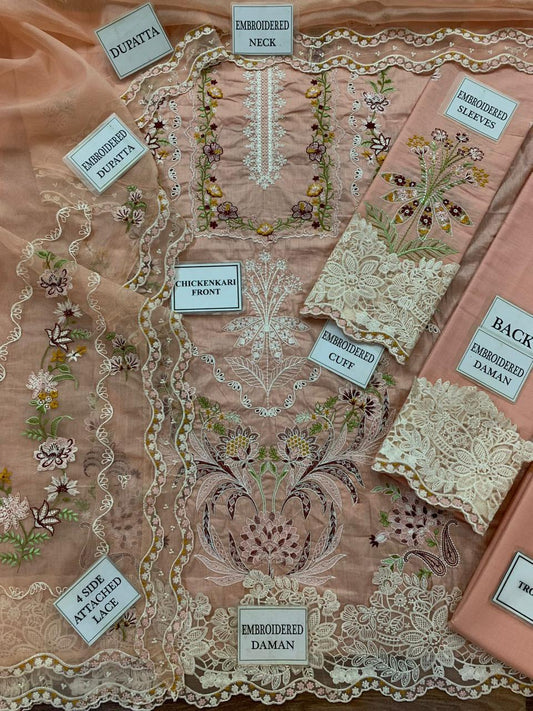 3pc Unstitched Heavy Embroidered