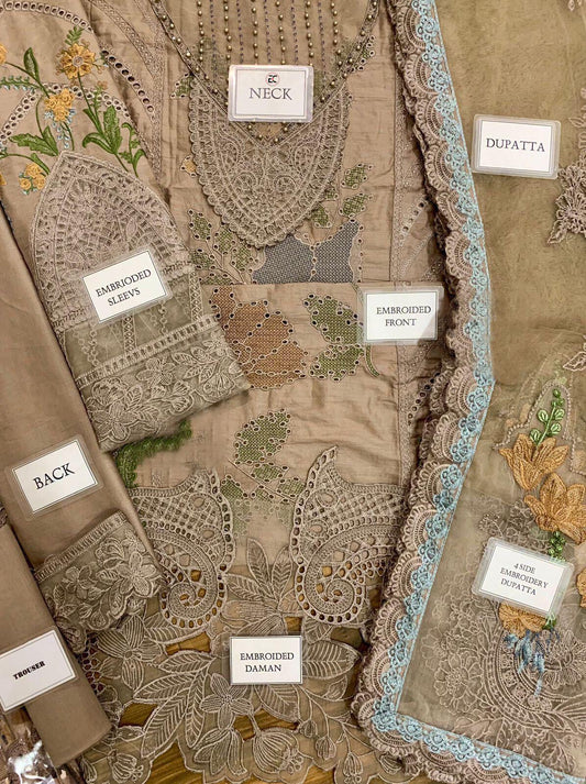 3pc Unstitched Heavy Embroidered