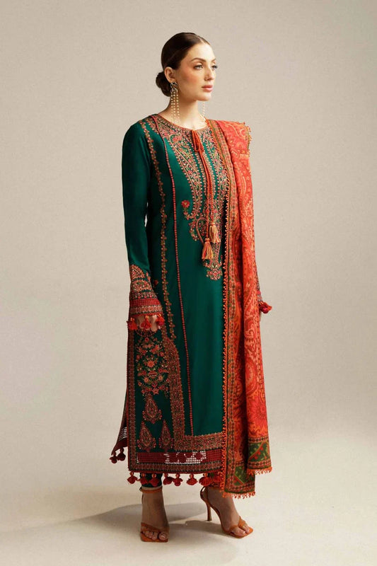 Hussain Rehar Unstitched Luxury Lawn Heavy Embroidered 3PC Suit