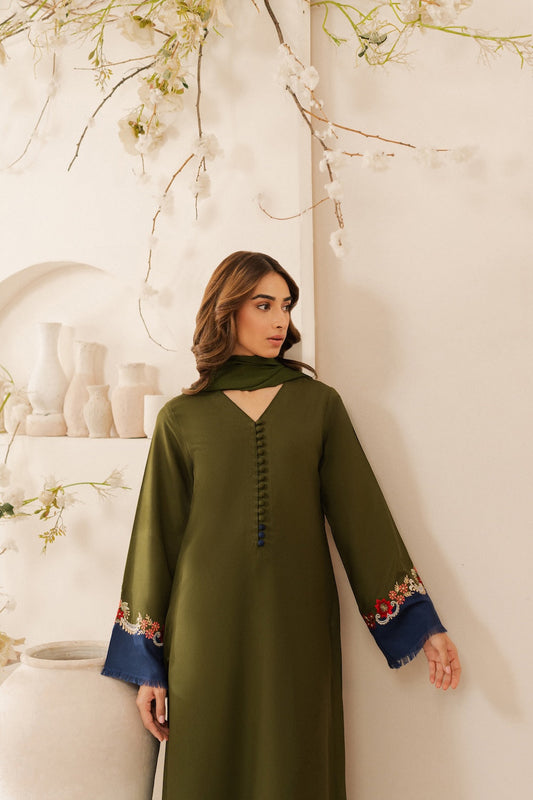 Dhanak Unstitched 3pc Embroidery