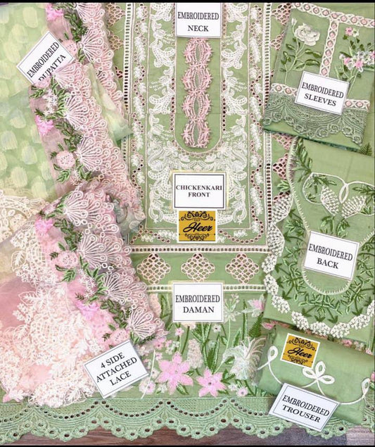 3pc Unstitched Heavy Embroidered