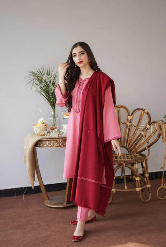 Dhanak Unstitched 3pc Embroidery Brand Asling