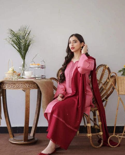 Dhanak Unstitched 3pc Embroidery Brand Asling