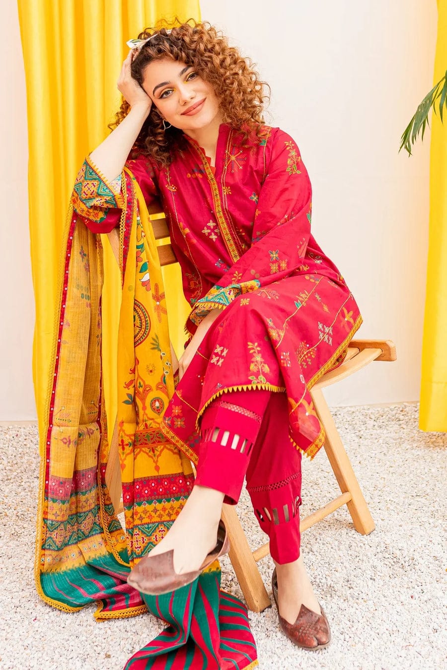 Dhanak unstitched 3pc Embroidery Brand Asling