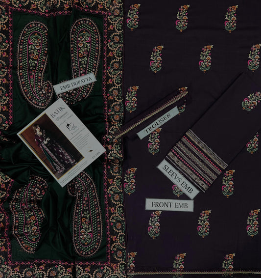 3pc Unstitched heavy Embroidered with ready to wear dupatta