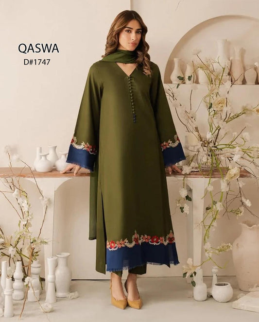 Dhanak Unstitched 3pc Embroidery
