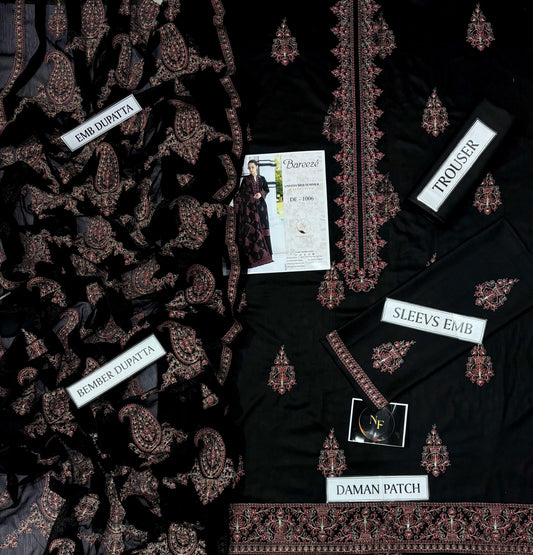 3pc Unstitched Heavy Embroidered Brand Bareeze