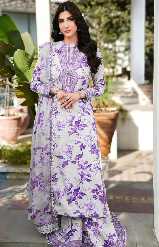 3pc Unstitched Printed patches with ready to wear dupatta