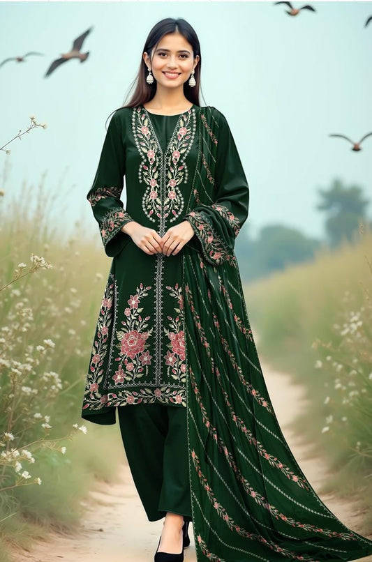 Dhanak Fancy Unstitched 3pc Embroidered