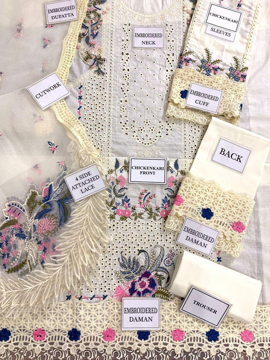 3pc Unstitched Heavy Embroidered
