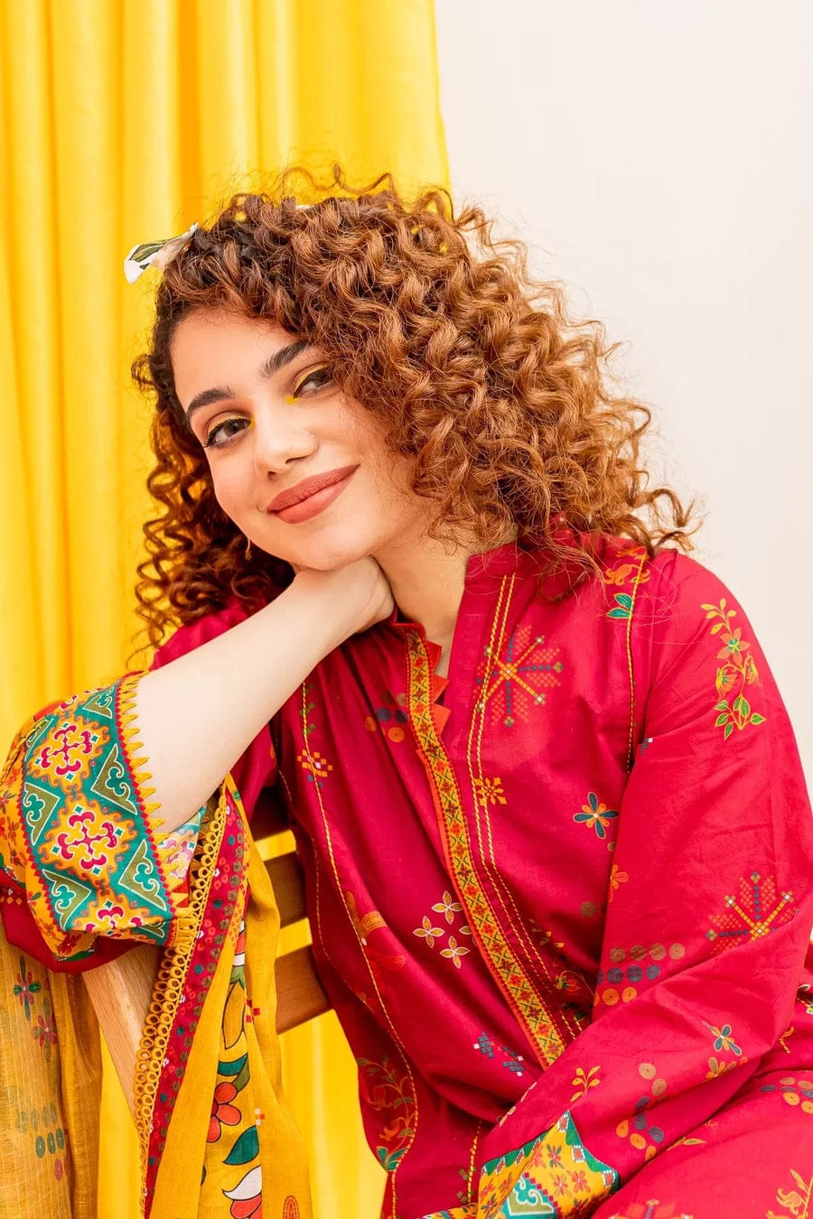 Dhanak unstitched 3pc Embroidery Brand Asling