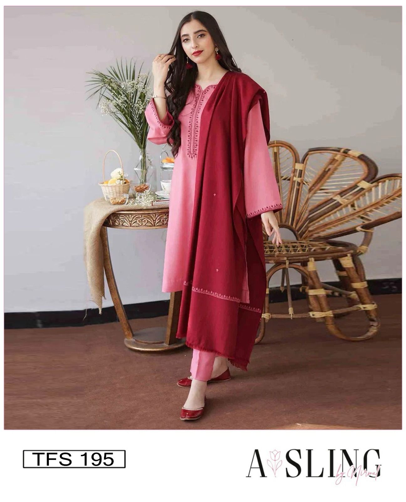 Dhanak Unstitched 3pc Embroidery Brand Asling